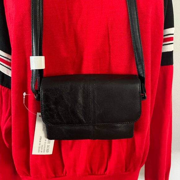 NWT Michael Michelle Black Leather Mini Crossbody Purse Made in USA - Picture 7 of 8